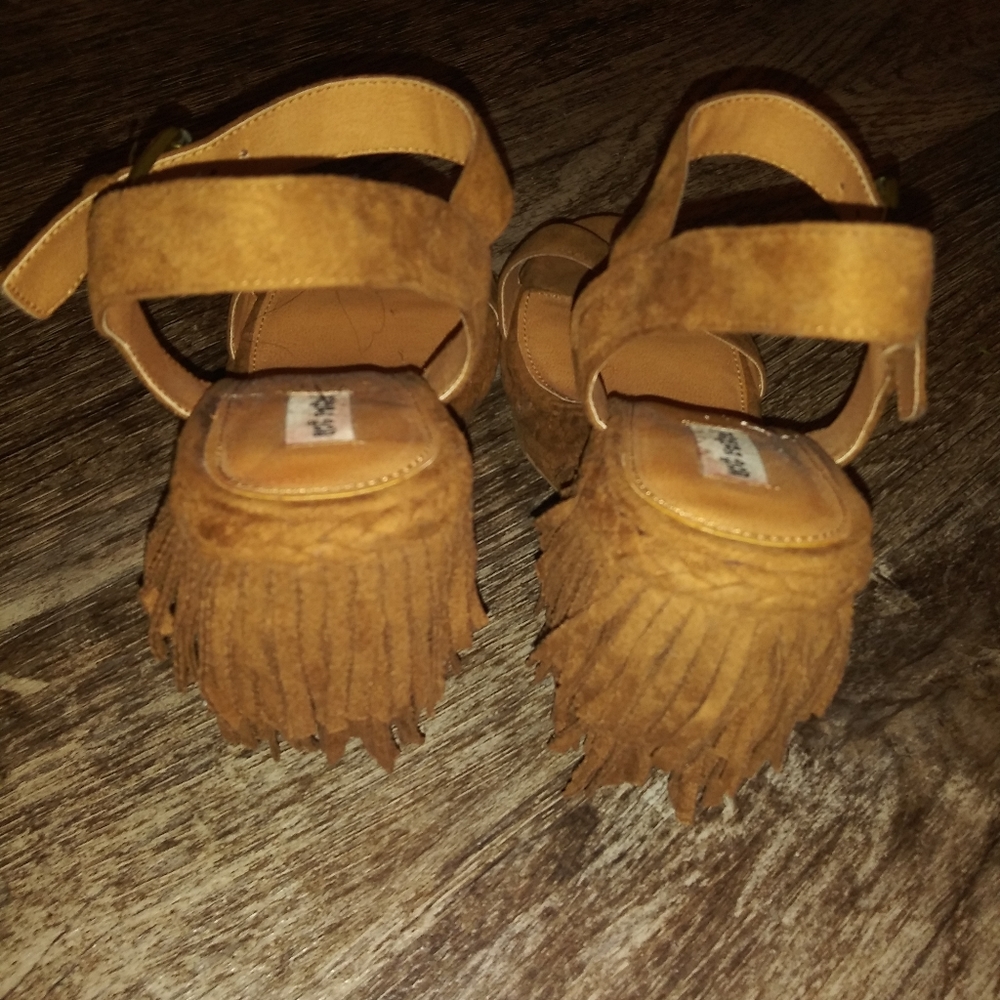 Not Rated Camel Colored Fringe Wedges